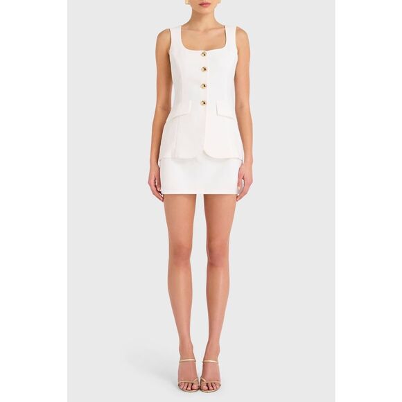 AMANDA UPRICHARD White Button-Front Jumpsuit Size M - Picture 3 of 11